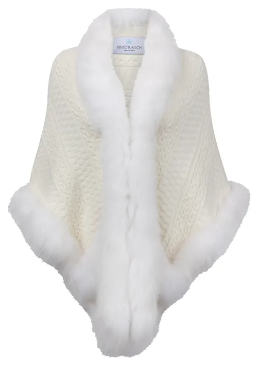 Pinto Ranch Cashmere & Fox Fur Cape - White sold by Pinto Ranch