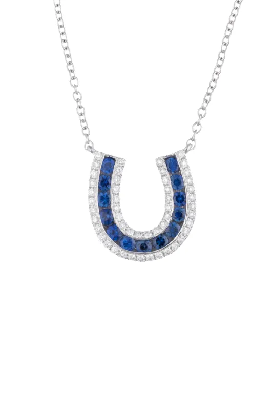 Karina Brez Lucky Horseshoe Necklace - Sapphire & Diamond sold by Pinto Ranch