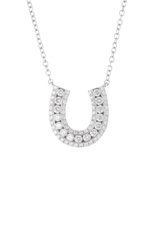 Karina Brez Lucky Horseshoe Necklace - White Gold & Diamond sold by Pinto Ranch