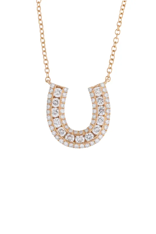 Karina Brez Lucky Horseshoe Necklace - Yellow Gold & Diamond sold by Pinto Ranch