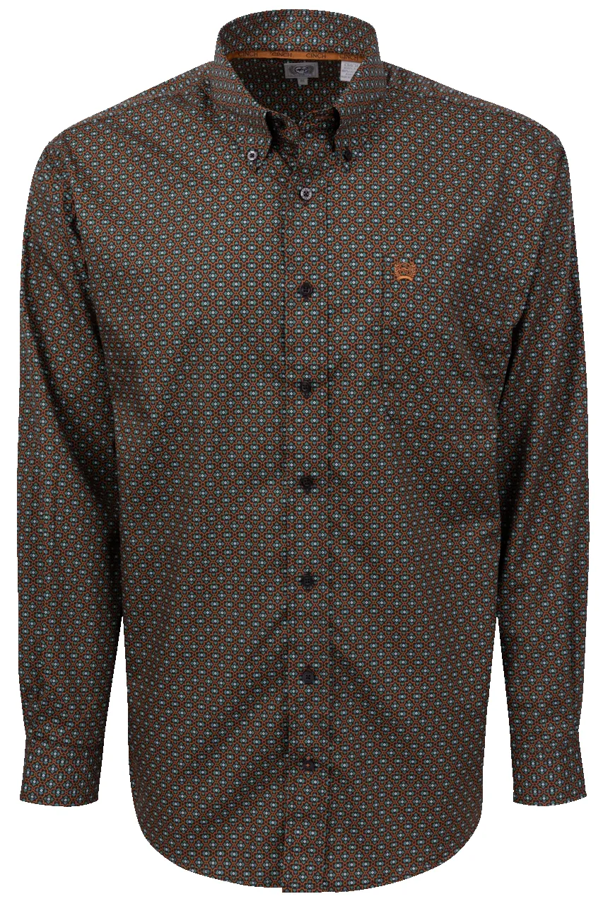 Cinch Button-Front Shirt - Brown & Green sold by Pinto Ranch