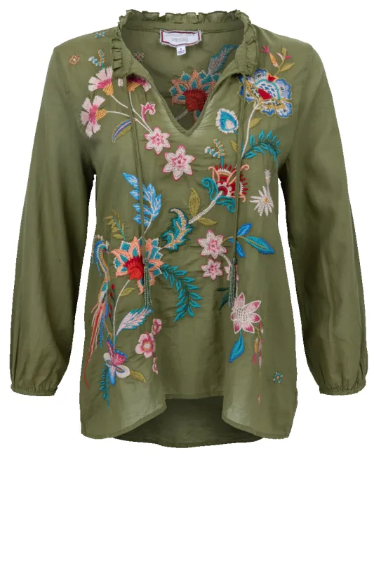 Johnny Was Malaya Moss Field Blouse sold by Pinto Ranch