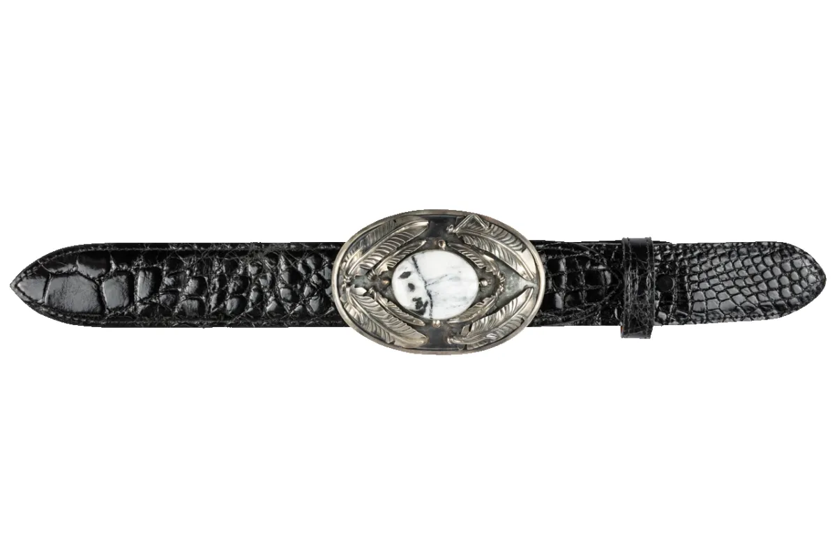 Diva Diamonds White Buffalo Single Belt Buckle sold by Pinto Ranch