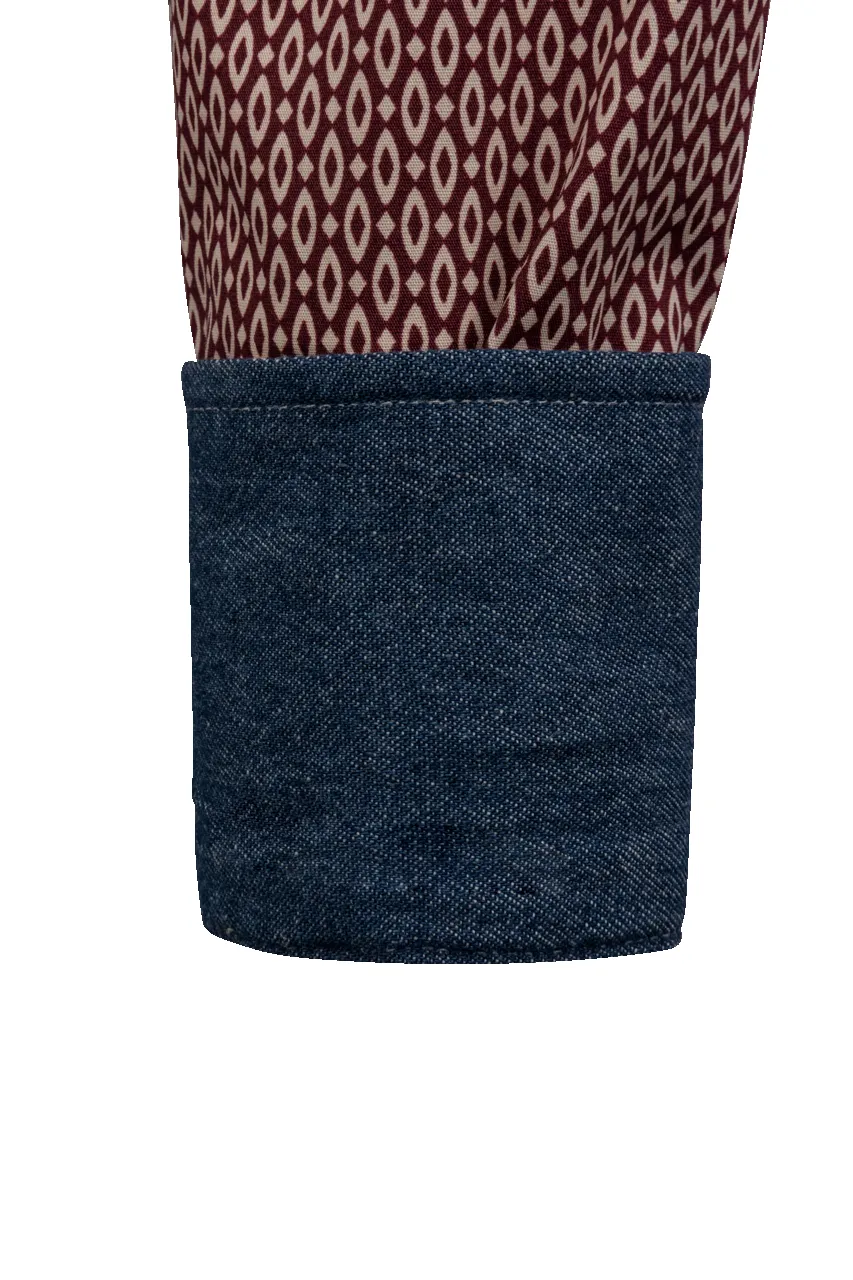 Stetson Men's Geometric Snap Front Shirt - Ruby sold by Pinto Ranch product image thumbnail 3