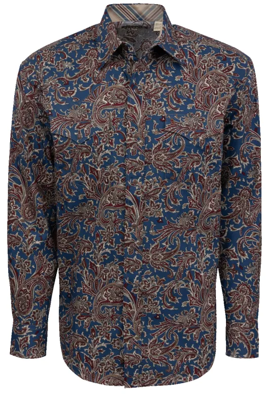 Stetson Men's Vintage Paisley Snap Front Shirt - Blue sold by Pinto Ranch