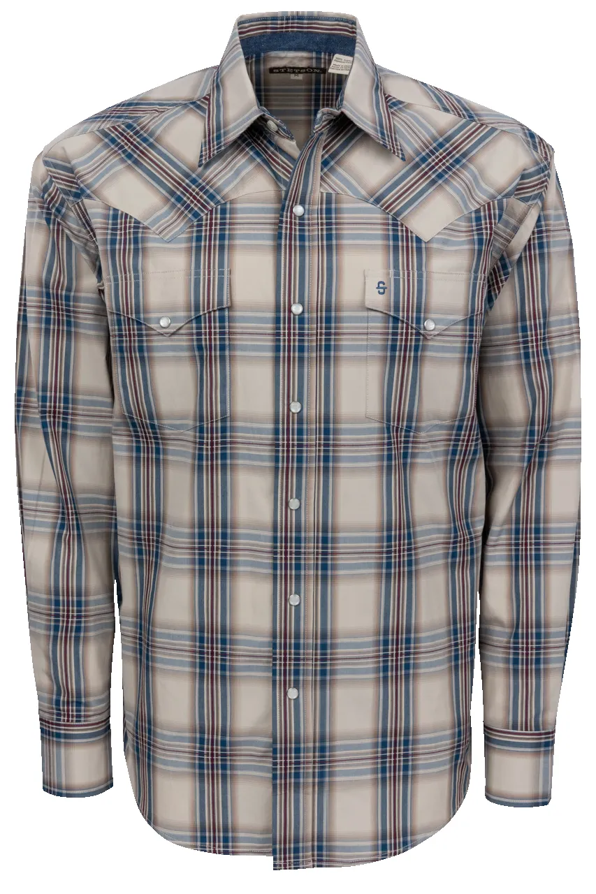 Stetson Men's Vintage Plaid Snap Front Shirt - Indigo sold by Pinto Ranch