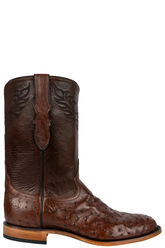 Tony Lama Exotic Ostrich Roper Boots - Tobacco sold by Pinto Ranch