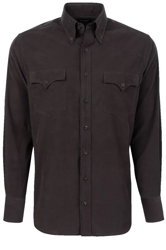 Lyle Lovett for Hamilton Button-Front Shirt - Chocolate Corduroy made by Hamilton