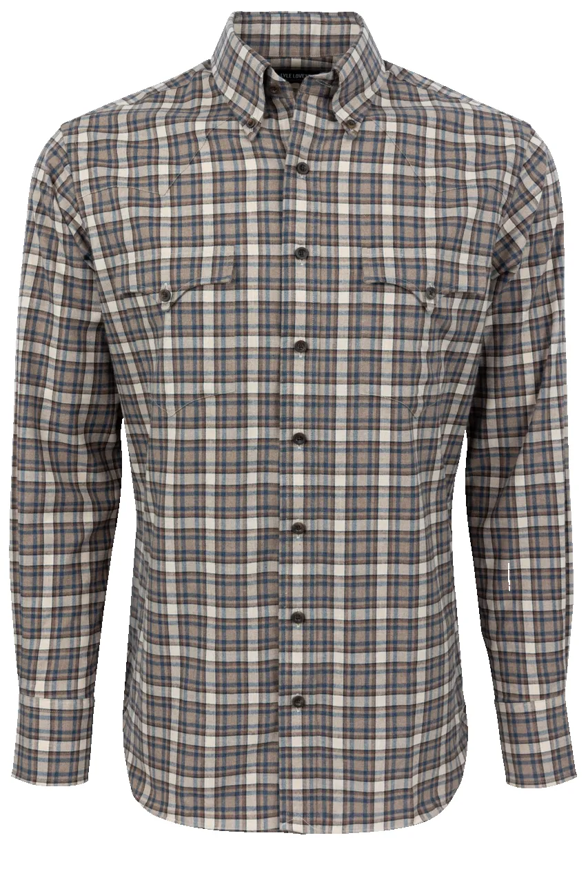 Lyle Lovett for Hamilton Button-Front Shirt - Brown Plaid sold by Pinto Ranch