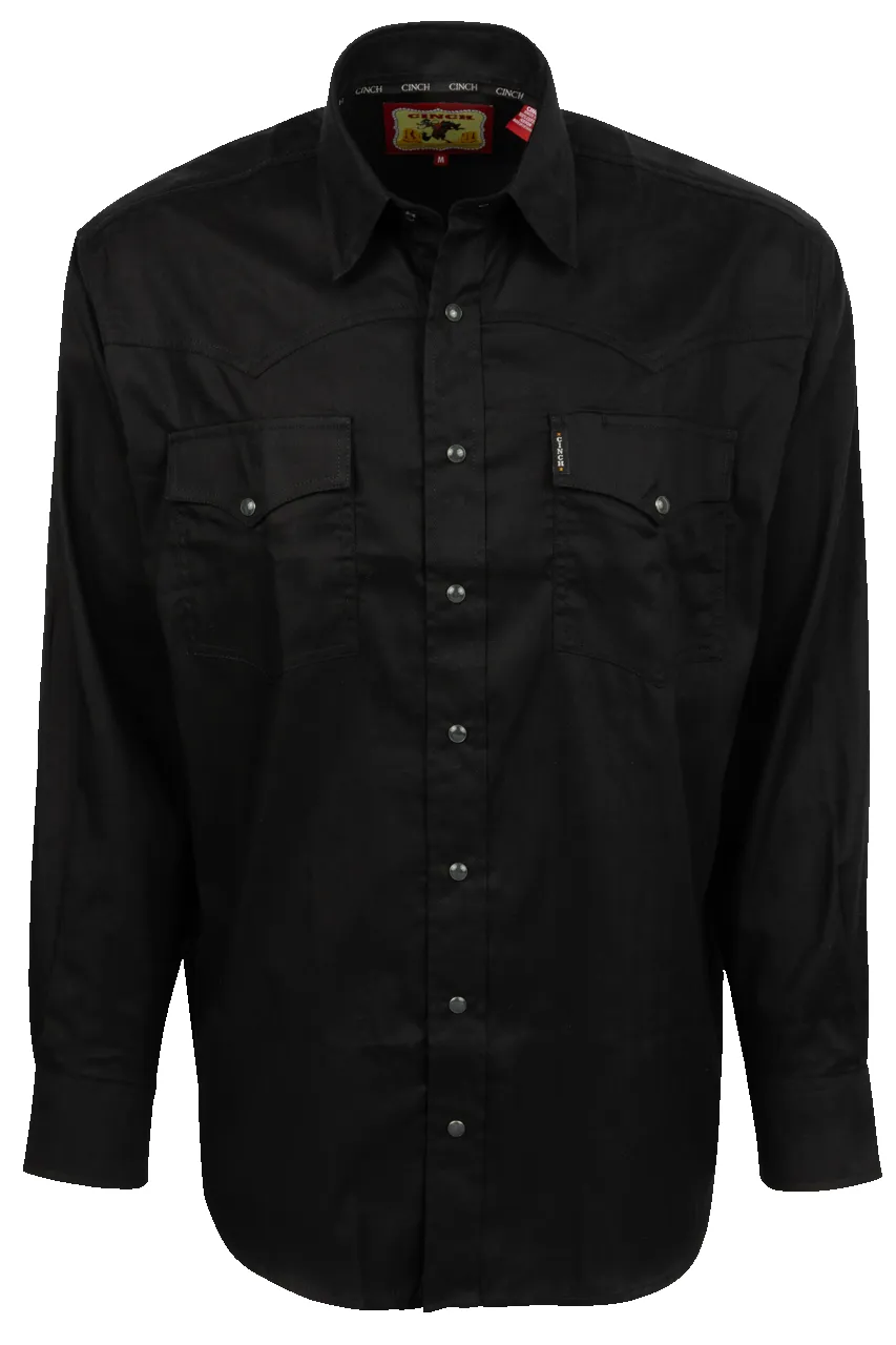 Cinch Herringbone Snap Front Shirt - Solid Black sold by Pinto Ranch