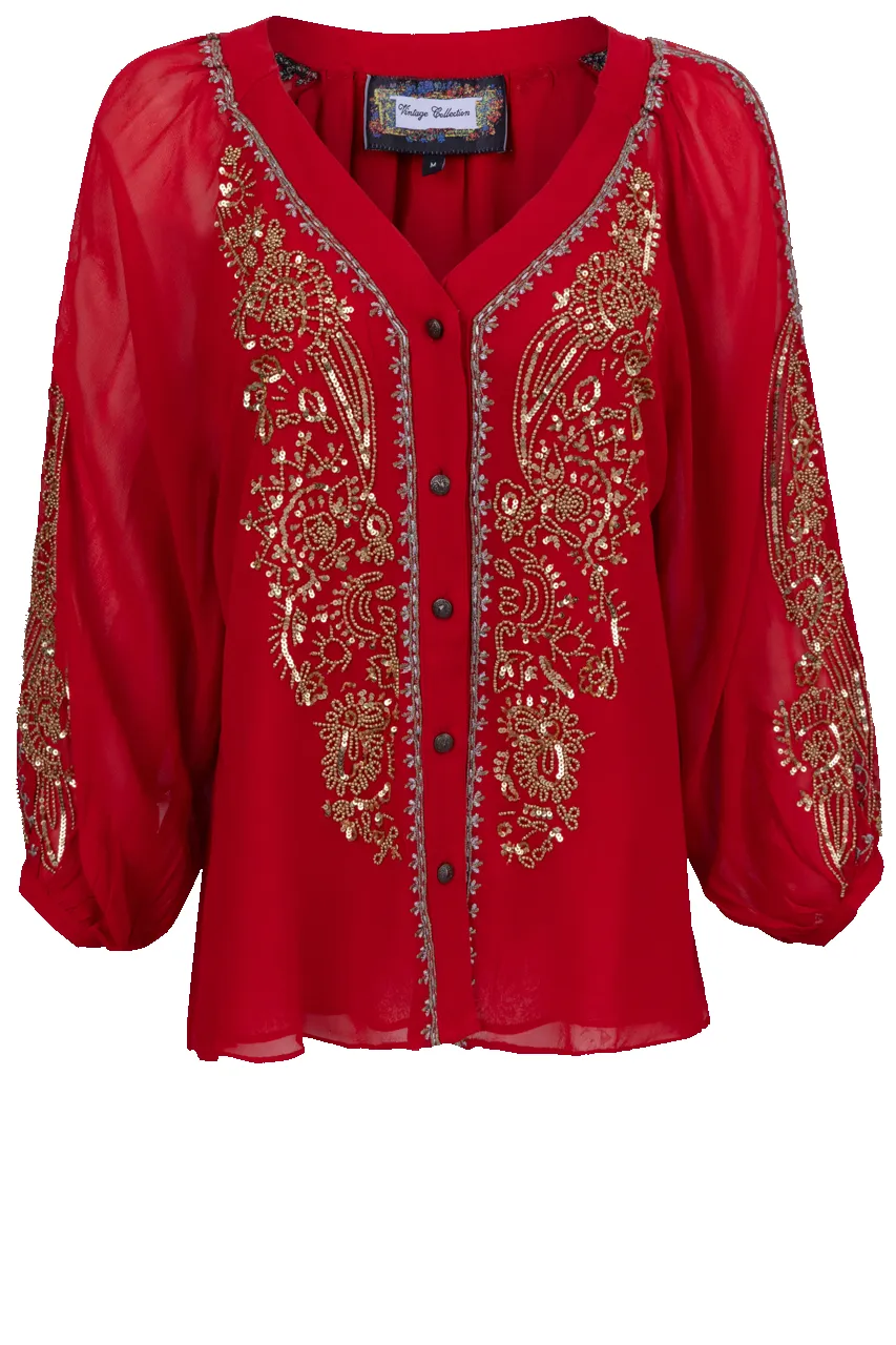 Vintage Collection Red & Gold Blouse sold by Pinto Ranch