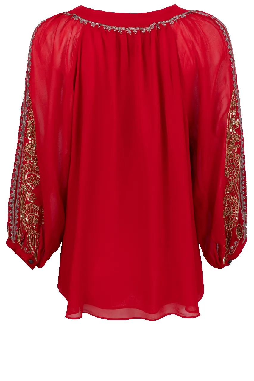 Vintage Collection Red & Gold Blouse sold by Pinto Ranch product image thumbnail 2