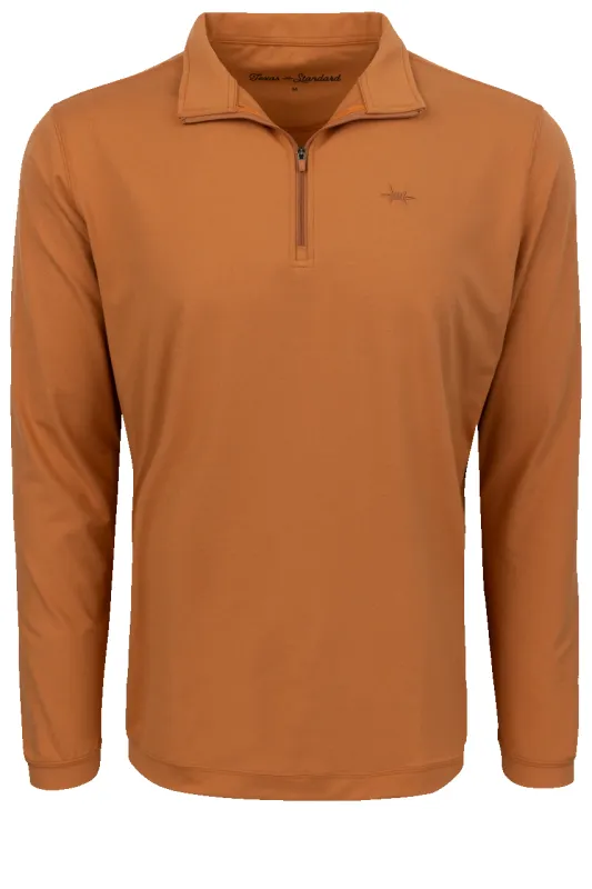 Texas Standard Performance Hybrid Quarter Zip Shirt - Burnt Orange sold by Pinto Ranch