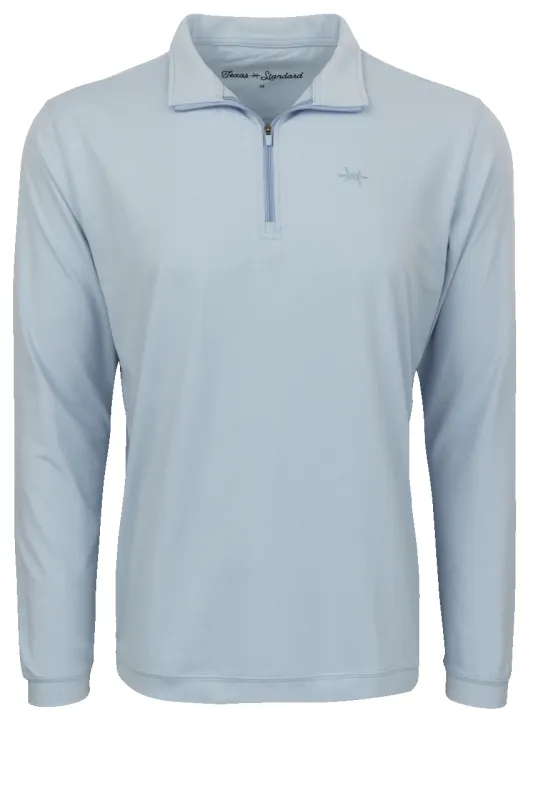 Texas Standard Performance Hybrid Quarter Zip Shirt - Bayou Blue sold by Pinto Ranch