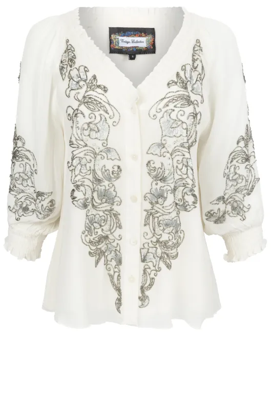 Vintage Collection Silver & Gold Embellished Blouse sold by Pinto Ranch