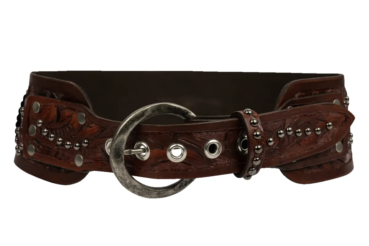 Juan Antonio Studded Brown Belt sold by Pinto Ranch