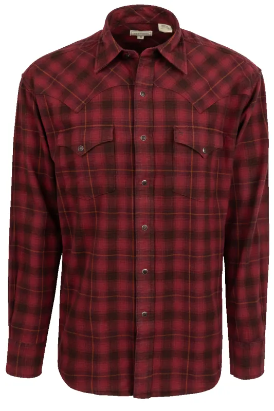 Stetson Men's Flannel Snap Front Shirt - Red sold by Pinto Ranch