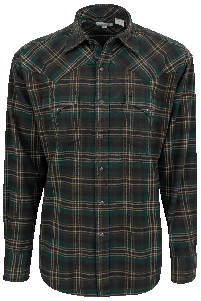 Stetson Men's Flannel Snap Front Shirt - Green sold by Pinto Ranch