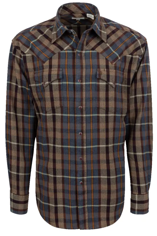 Stetson Men's Flannel Snap Front Shirt - Brown sold by Pinto Ranch