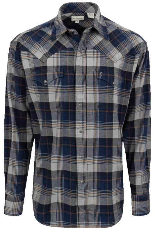Stetson Men's Flannel Snap Front Shirt - Blue sold by Pinto Ranch