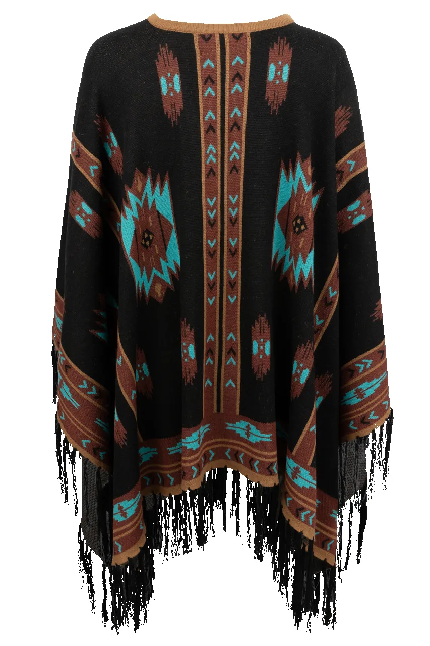 Time of the West Aztec Print Cape - Black sold by Pinto Ranch product image thumbnail 2