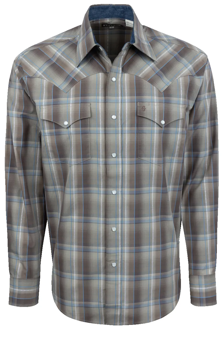 Stetson Men's Plaid Snap Front Shirt - Brown sold by Pinto Ranch