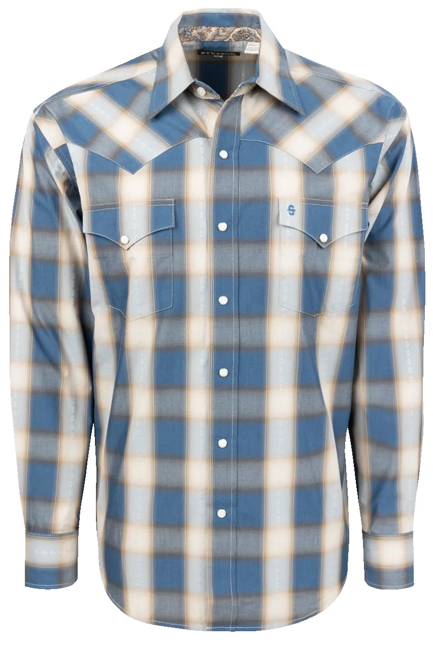 Stetson Men's Plaid Snap Front Shirt - Blue sold by Pinto Ranch