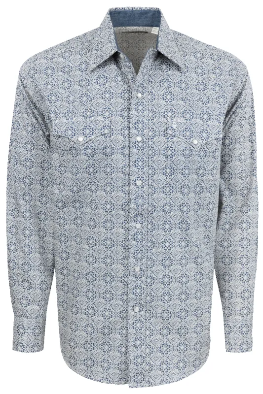 Stetson Men's Snap Front Shirt - Blue Medallion sold by Pinto Ranch