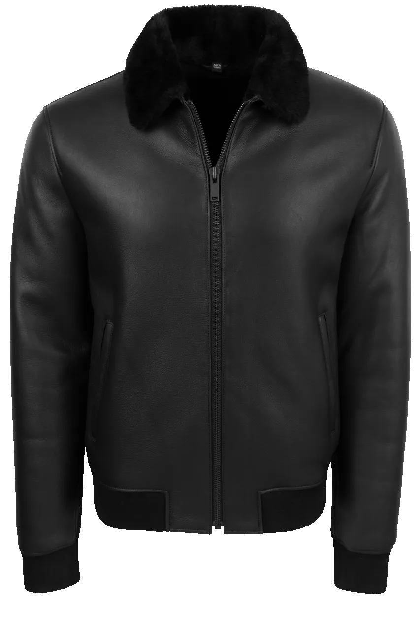 Pinto Ranch Black Shearling Bomber Jacket sold by Pinto Ranch