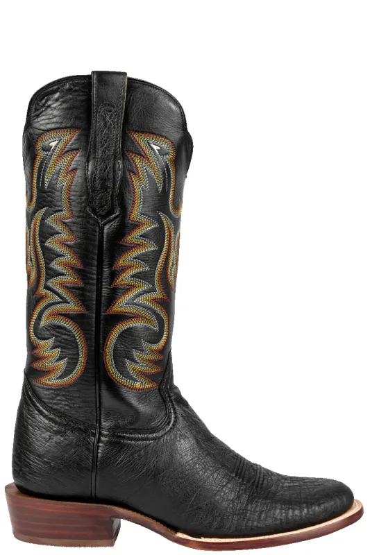 R. Watson Smooth Ostrich Roper Boots - Black sold by Pinto Ranch