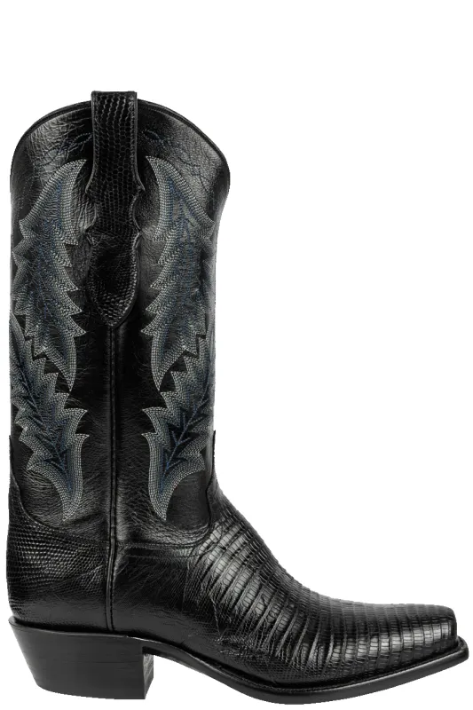 Tony Lama Lizard Cowboy Boots - Midnight Black sold by Pinto Ranch