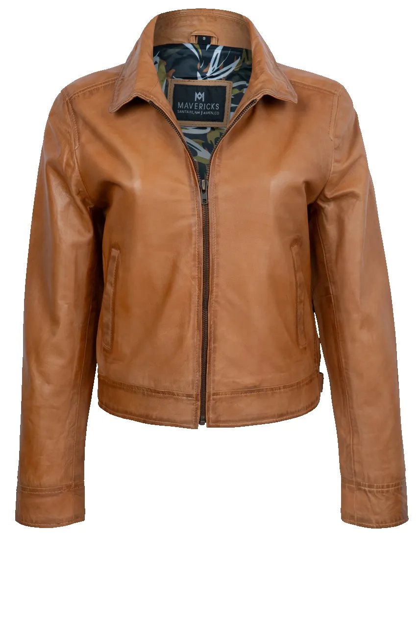 Maverick's Caramel Leather Jacket sold by Pinto Ranch