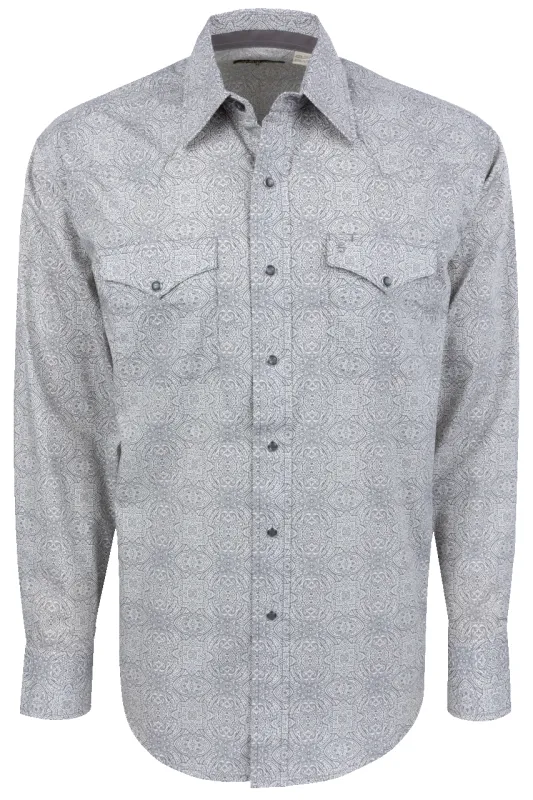 Stetson Men's Snap Front Shirt - Gray Medallion sold by Pinto Ranch