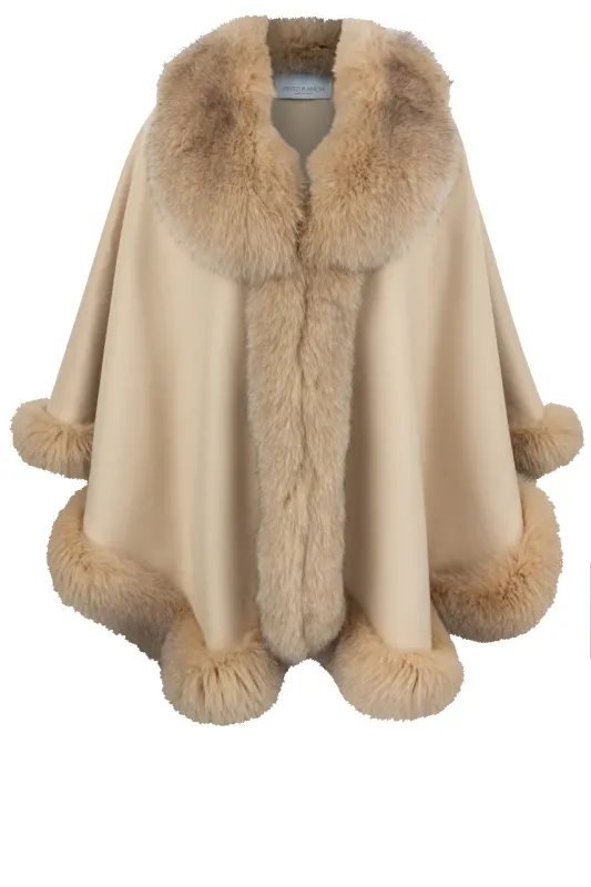 Pinto Ranch Cashmere & Fox Fur Cape - Tan sold by Pinto Ranch