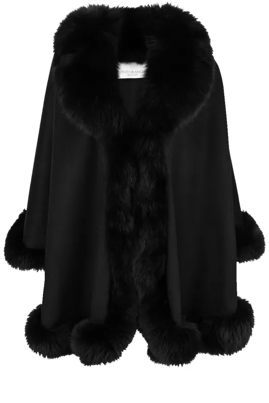 Pinto Ranch Cashmere & Fox Fur Cape - Black sold by Pinto Ranch