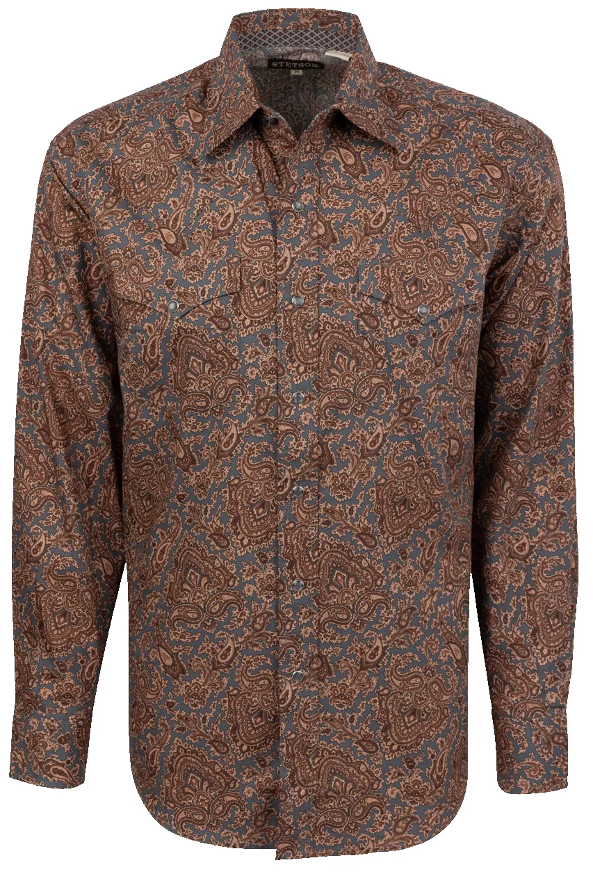 Stetson Men's Paisley Snap Front Shirt - Copper sold by Pinto Ranch