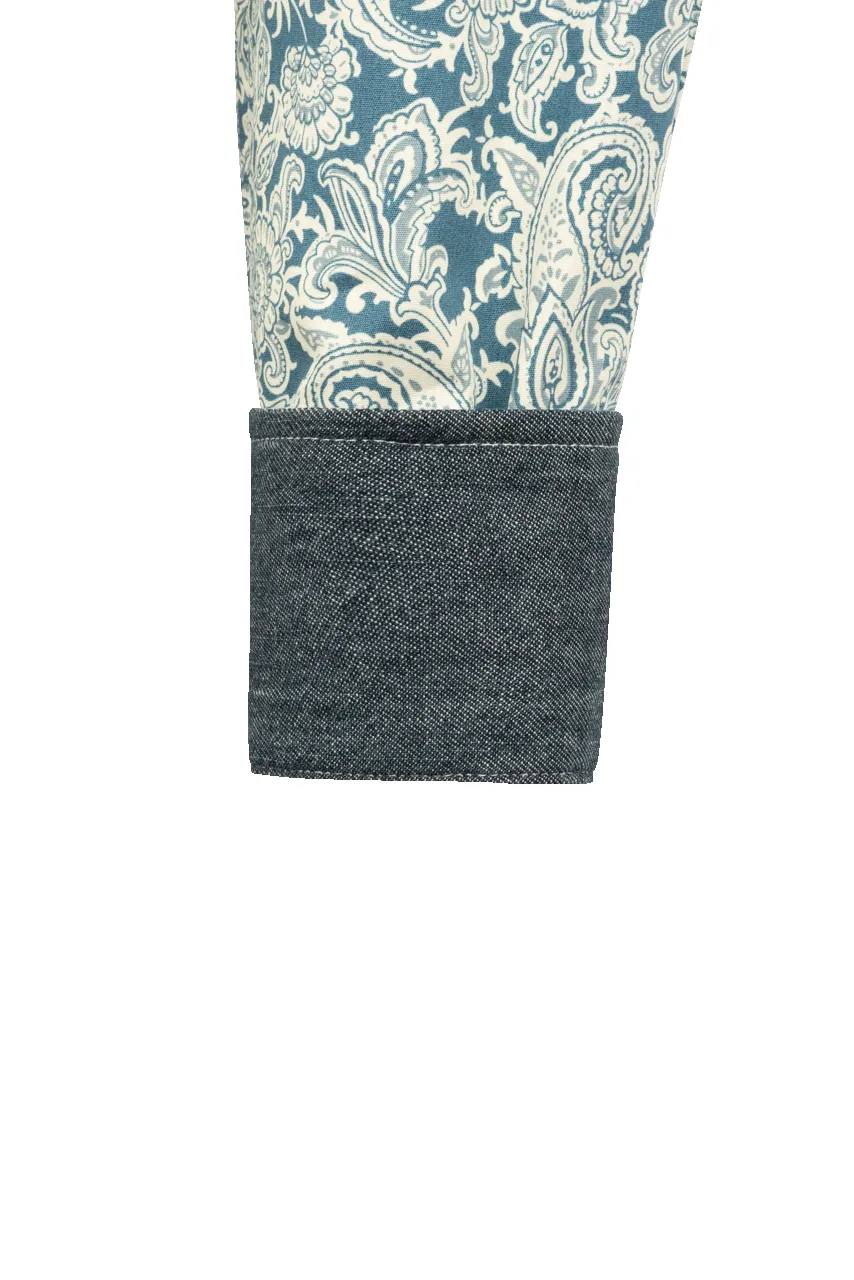 Stetson Men's Tonal Paisley Snap Front Shirt - Blue sold by Pinto Ranch product image thumbnail 3