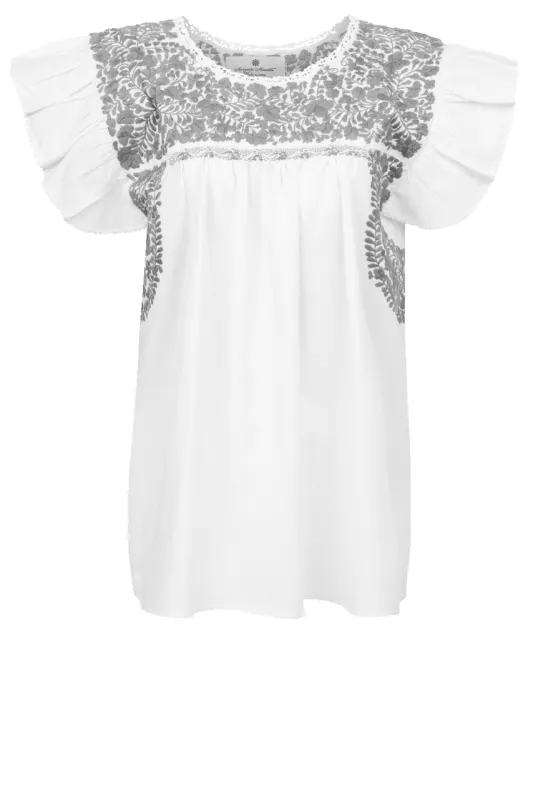 Margarita Mercantile Sara Top - White sold by Pinto Ranch