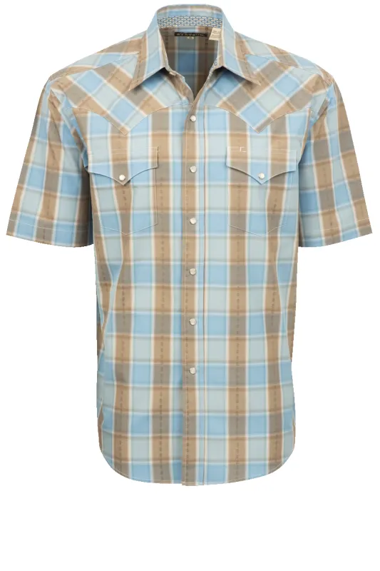 Stetson Men's Plaid Snap Front Shirt - Chambray sold by Pinto Ranch