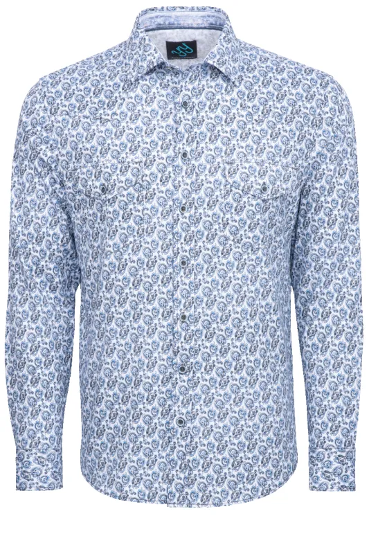 Pinto Ranch YY Collection Button-Front Shirt - Blue Paisley sold by Pinto Ranch