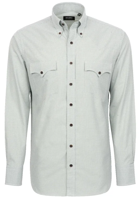Lyle Lovett for Hamilton Button-Front Shirt - Green Check sold by Pinto Ranch