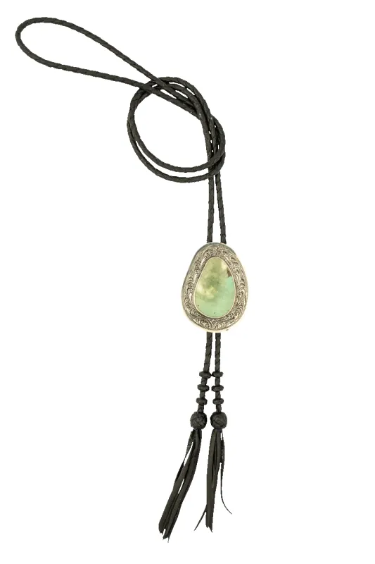 Silver King Bezeled Turquoise Bolo Tie sold by Pinto Ranch
