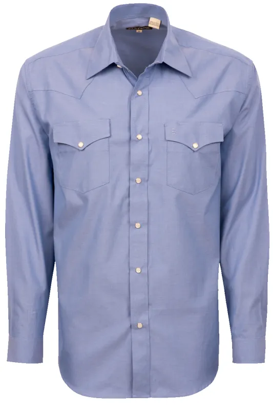 Stetson Men's Snap Front Shirt - Oxford Blue sold by Pinto Ranch