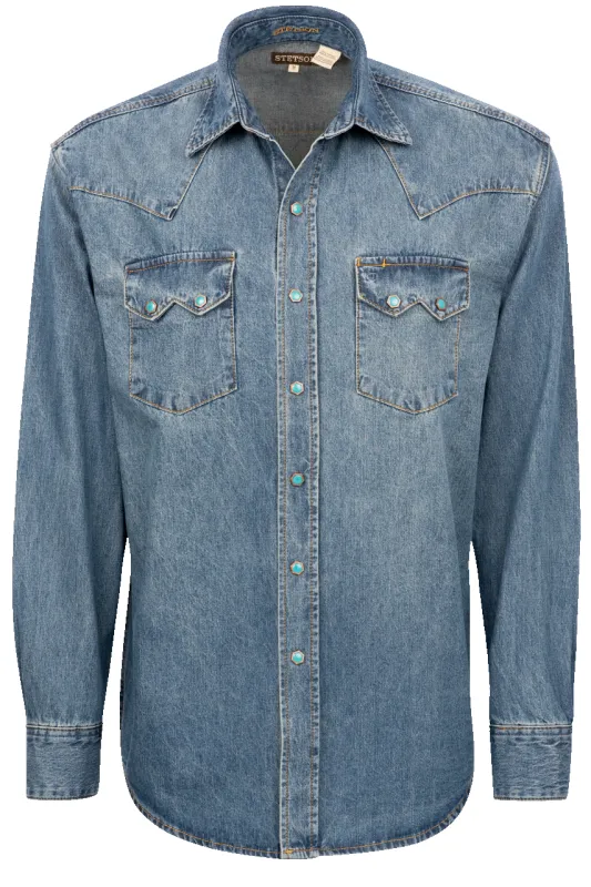 Stetson Men's Snap Front Shirt - Classic Denim sold by Pinto Ranch