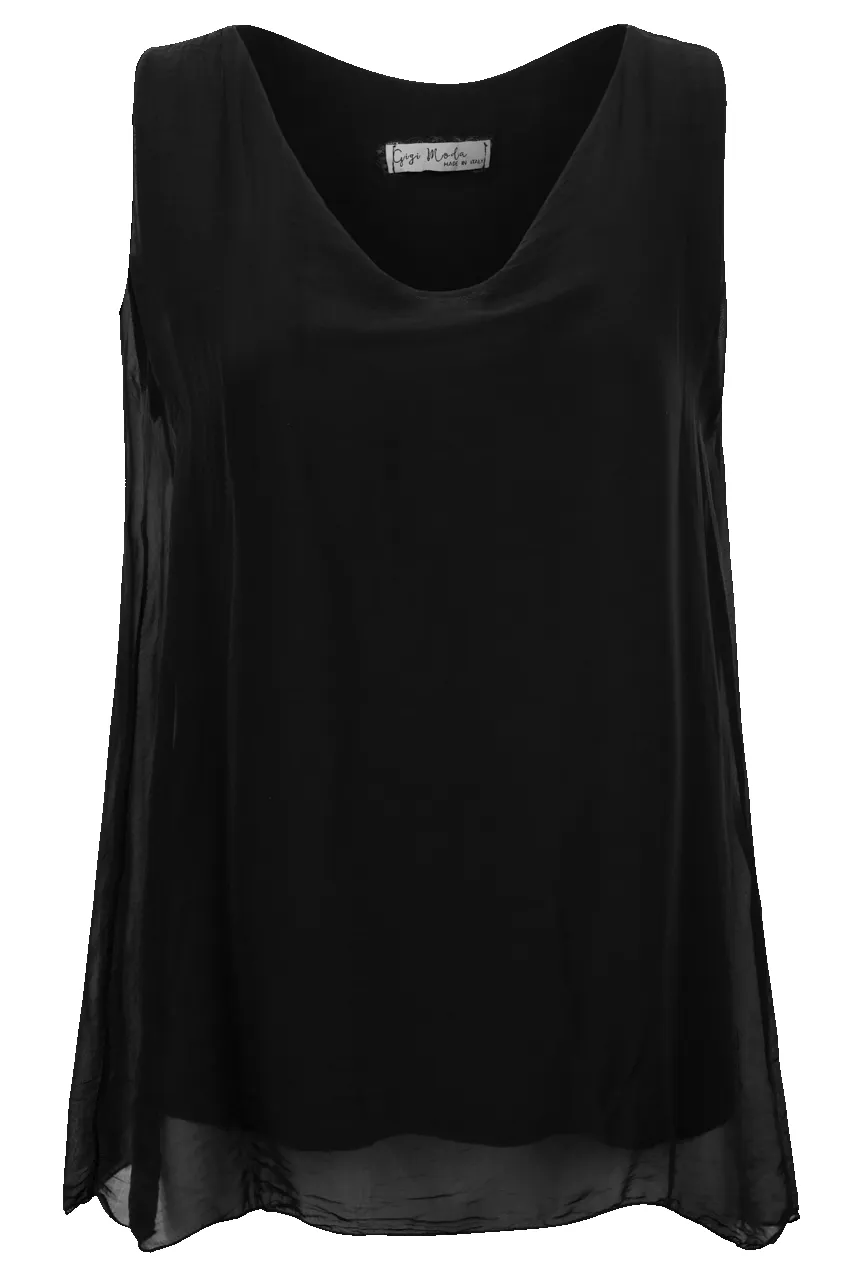 Gigi Sleeveless V-Neck Silk Top sold by Pinto Ranch