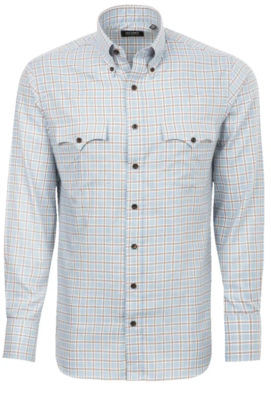 Lyle Lovett for Hamilton Button-Front Shirt - Blue & Brown Check sold by Pinto Ranch