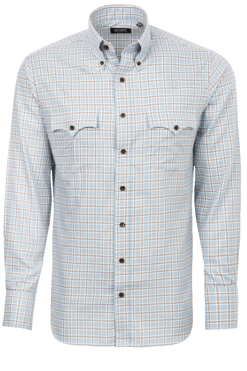 Lyle Lovett for Hamilton Button-Front Shirt - Blue & Brown Check sold by Pinto Ranch