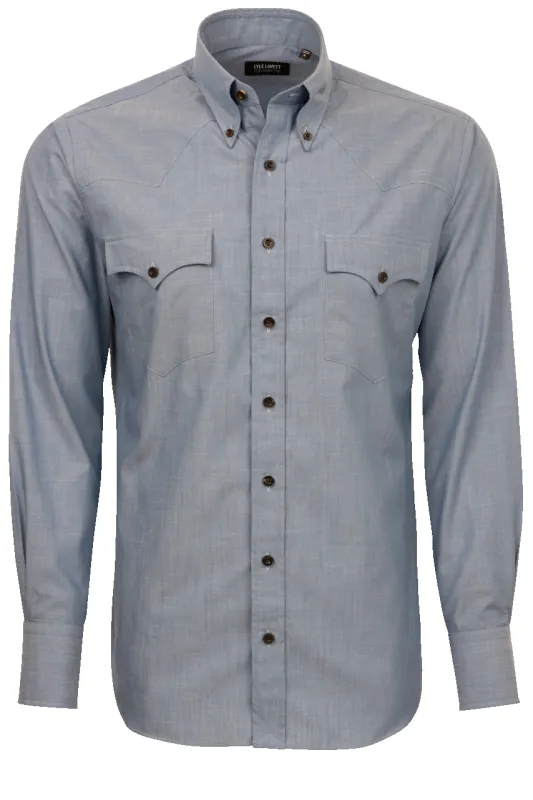 Lyle Lovett for Hamilton Button-Front Shirt - Blue Chambray sold by Pinto Ranch