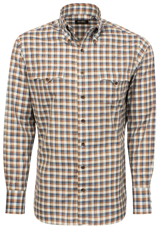 Lyle Lovett for Hamilton Button-Front Shirt - Brown Plaid sold by Pinto Ranch