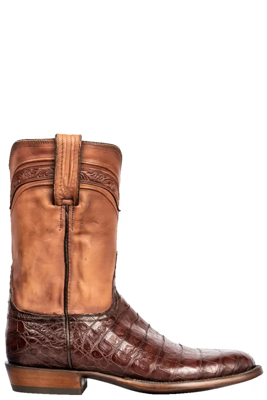 Lucchese Wilson Caiman Roper Boots - Sienna sold by Pinto Ranch